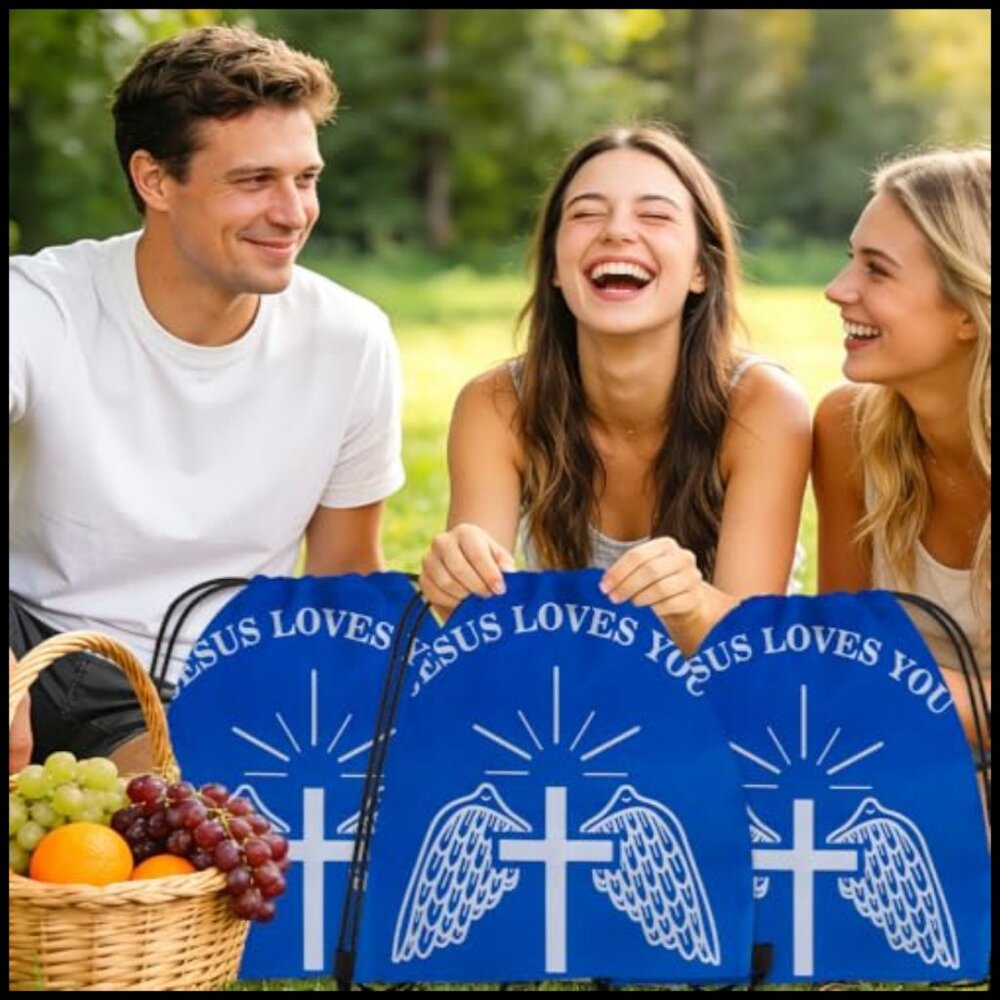 Drawstring Backpack Set Religious Christian Party… - image 2